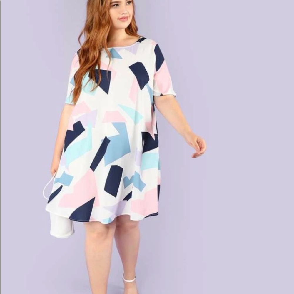 Geometric pastel swing dress